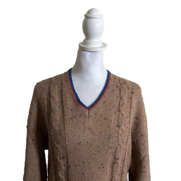 Negrini Made Italy Knit Speckled Long Sleeve V Neck Preppy Sweater Wool Blend L - Picture 2 of 7